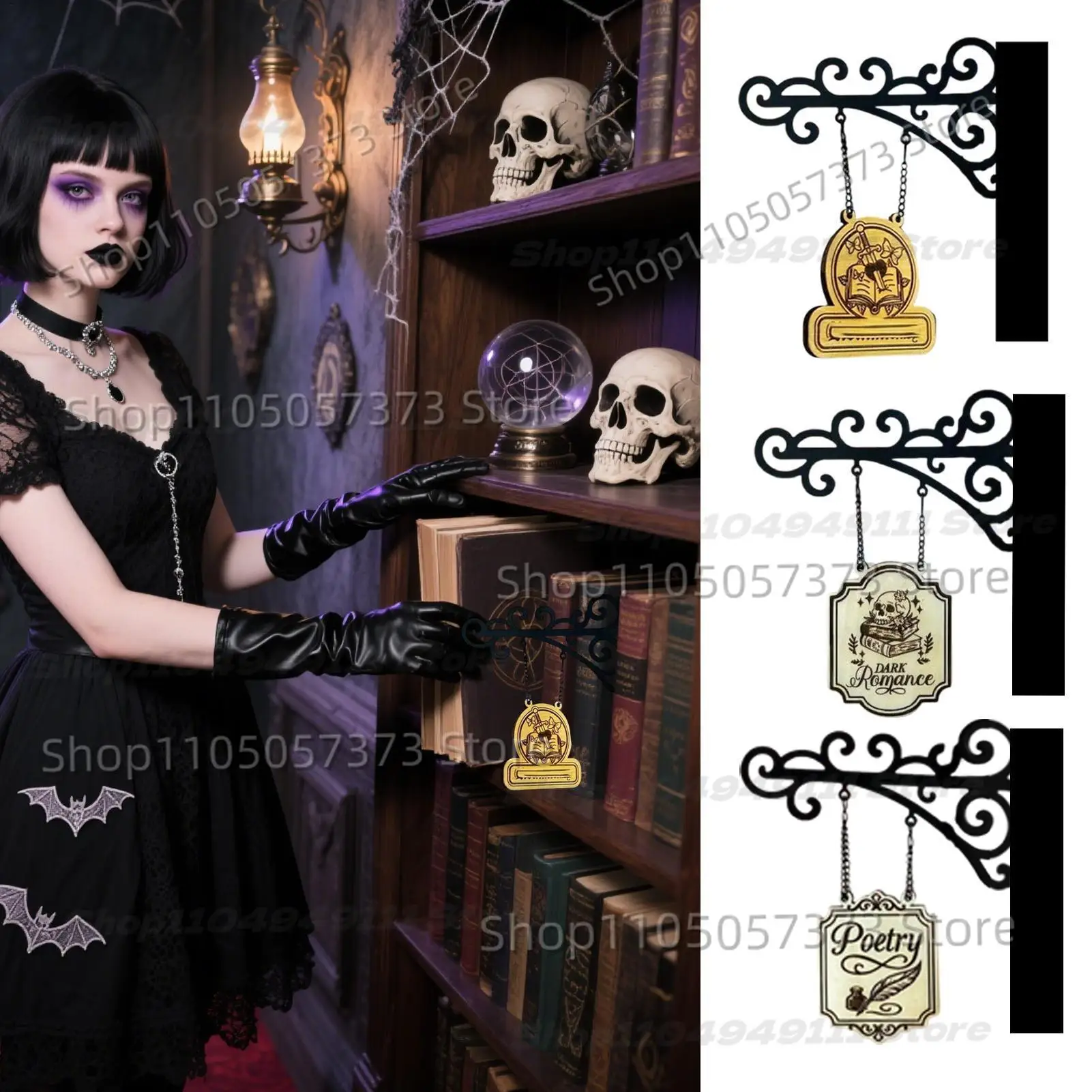 

Book Decor for Shelf Book Lover Hangable Sign Accessories for Bookworm Reader Wall Art Home Classroom Halloween Decoration Men