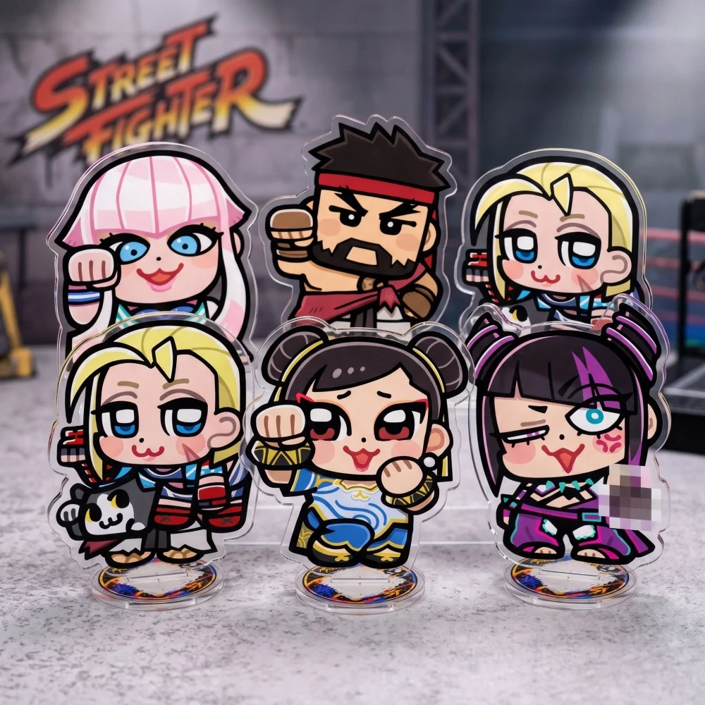 Game Street Fighter 6  Acrylic Stand Ryu Chun Li Juri Ken Cammy Luke Double Sided Cute Chibi Desktop Figure Fan Gift Keychain