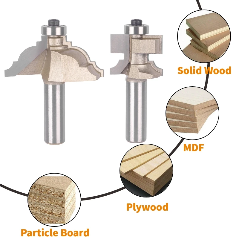 YUNSUN 1/2 handle woodworking milling cutter negative corner thread cutter cabinet door frame combination cutter end milling li