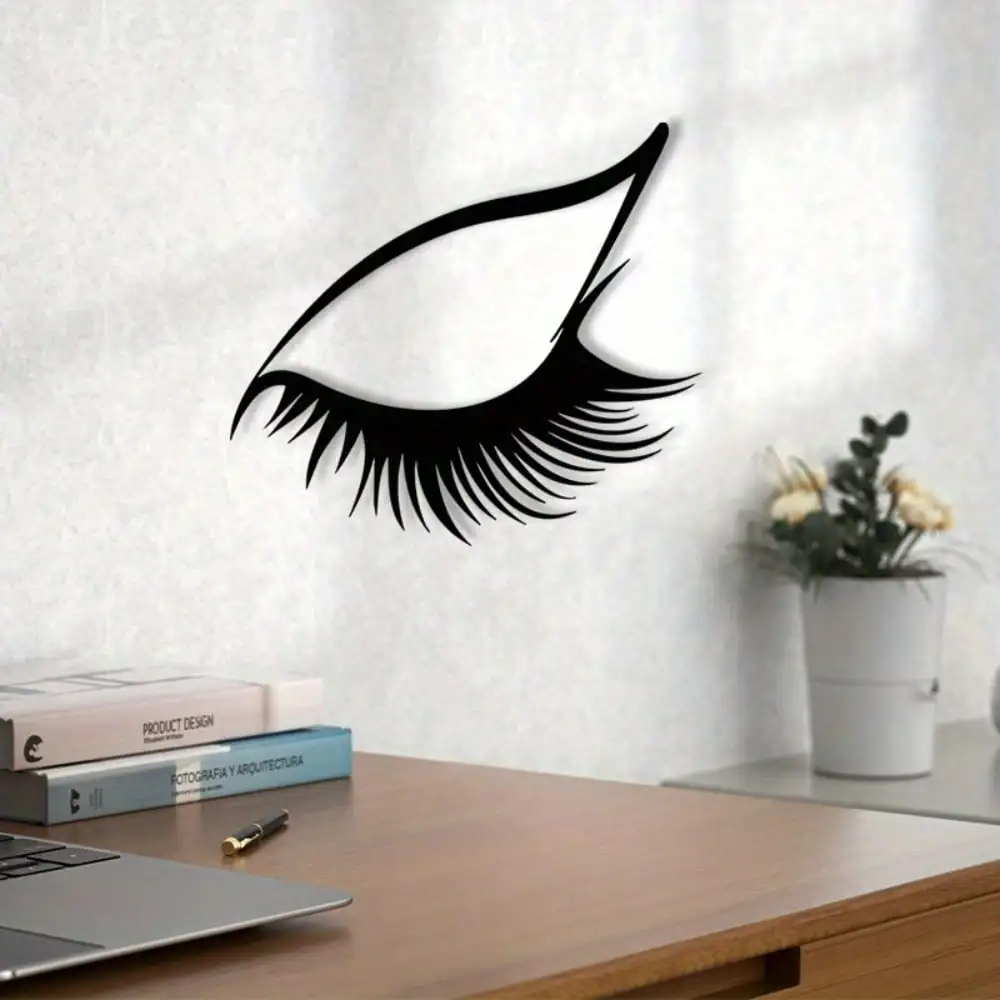 Brand Vintage Iron Eyelash Wall Art Metal Sculpture Powder Coated Bathroom Room Decor Ideal Gift for Girls Multi-purpose Ornamen