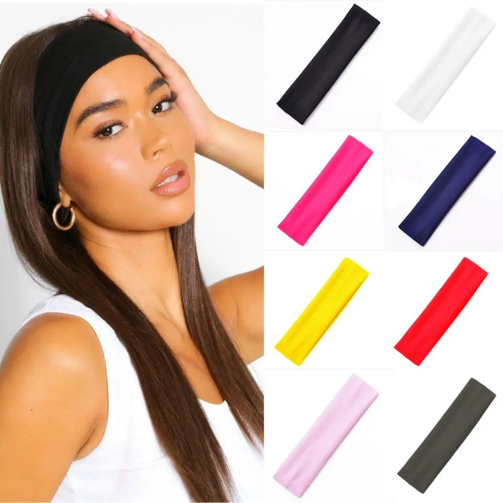 Banda para el cabello para deportes de verano y Yoga, diadema sólida para correr, absorbe el sudor, accesorios ajustables para el cabello para maquillaje