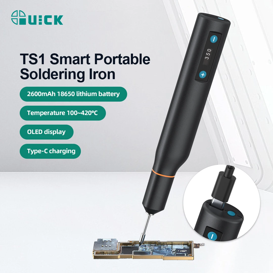 

QUICK TS1 Smart Portable Soldering Iron Integrated Precision Welding Tip LCD Display Stable Temperature Repair Welding Tools