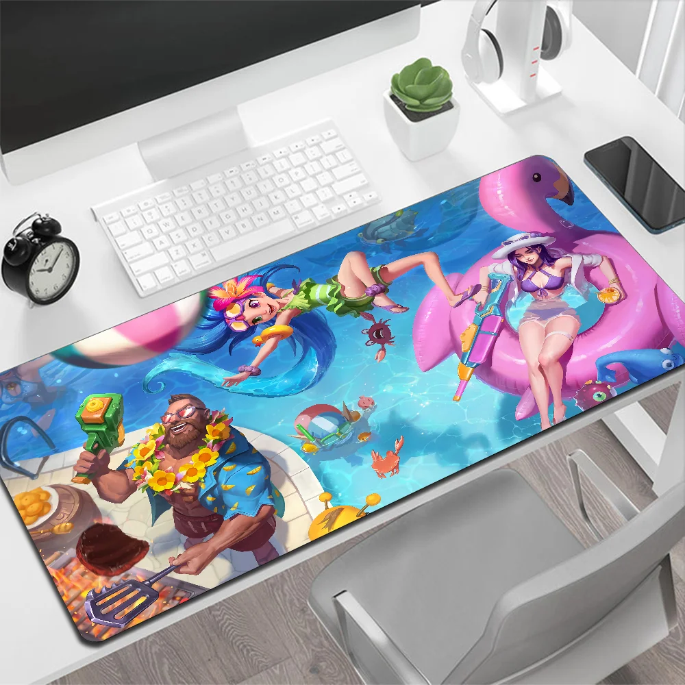 League of Legends Pool Party Skin Large Mouse Pad Gaming Mouse Pad PC Gamer Computer Mouse Mat Big Mousepad Keyboard Desk Mat