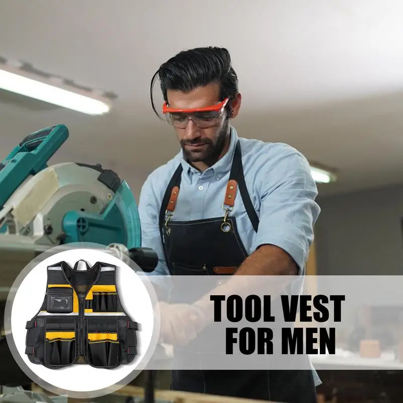 Plumber breathable Workwear Allround Work Tool Vest Safety Vest With Multi-pocket Heavy Duty Tool Vest For Electrician Carpenter