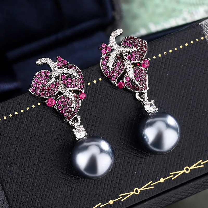 

Jewelry Pearl Set White Pearl Platinum Gray Pearl Earrings Necklace Pendant European and American Fashion Accessories for Women