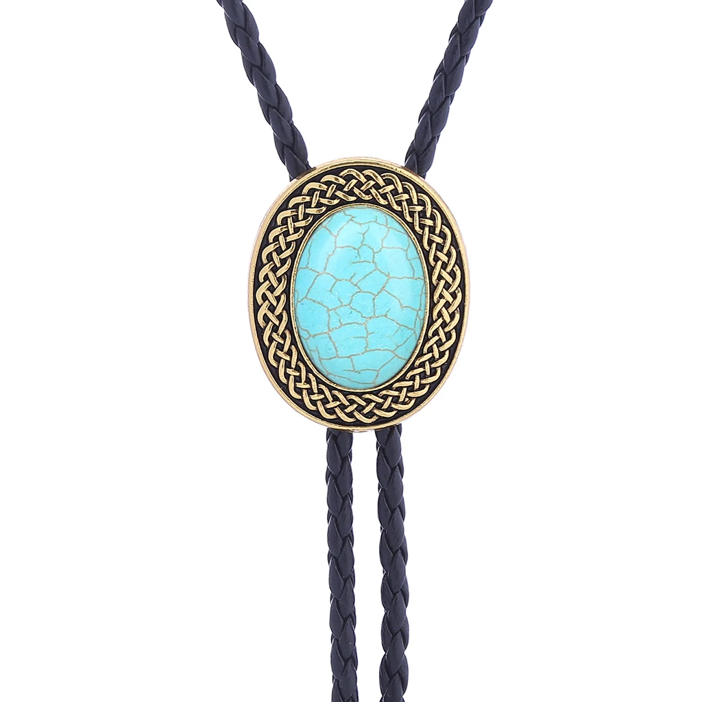 Corbata dorada con patrón celta ovalada retro bolo