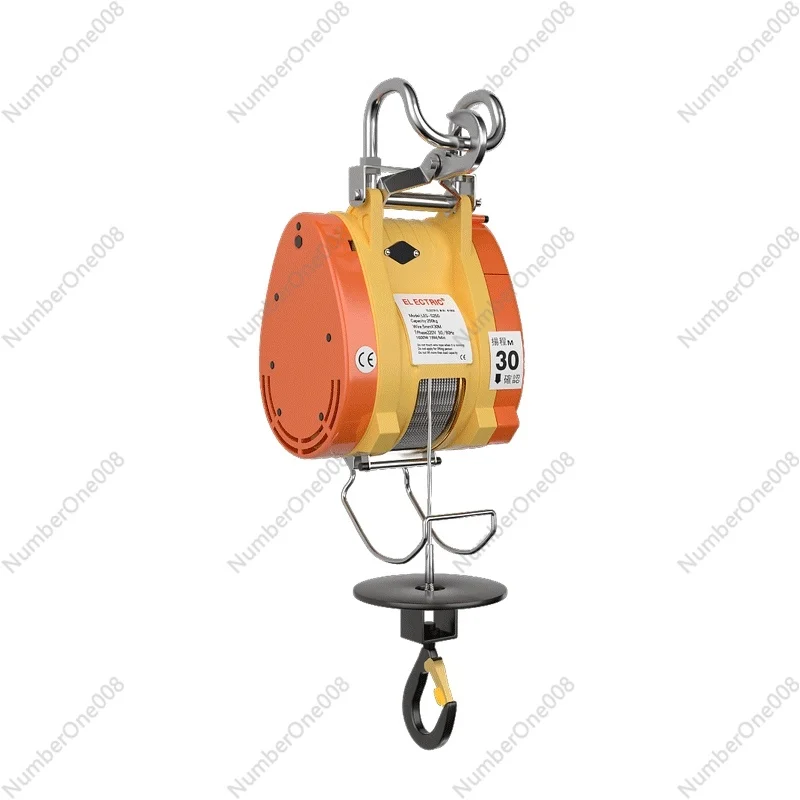 220V/1300W Household Portable Suspended Small Hoist Hoist Ultra High Efficiency Cable Winch Mini Electric Hoist Crane