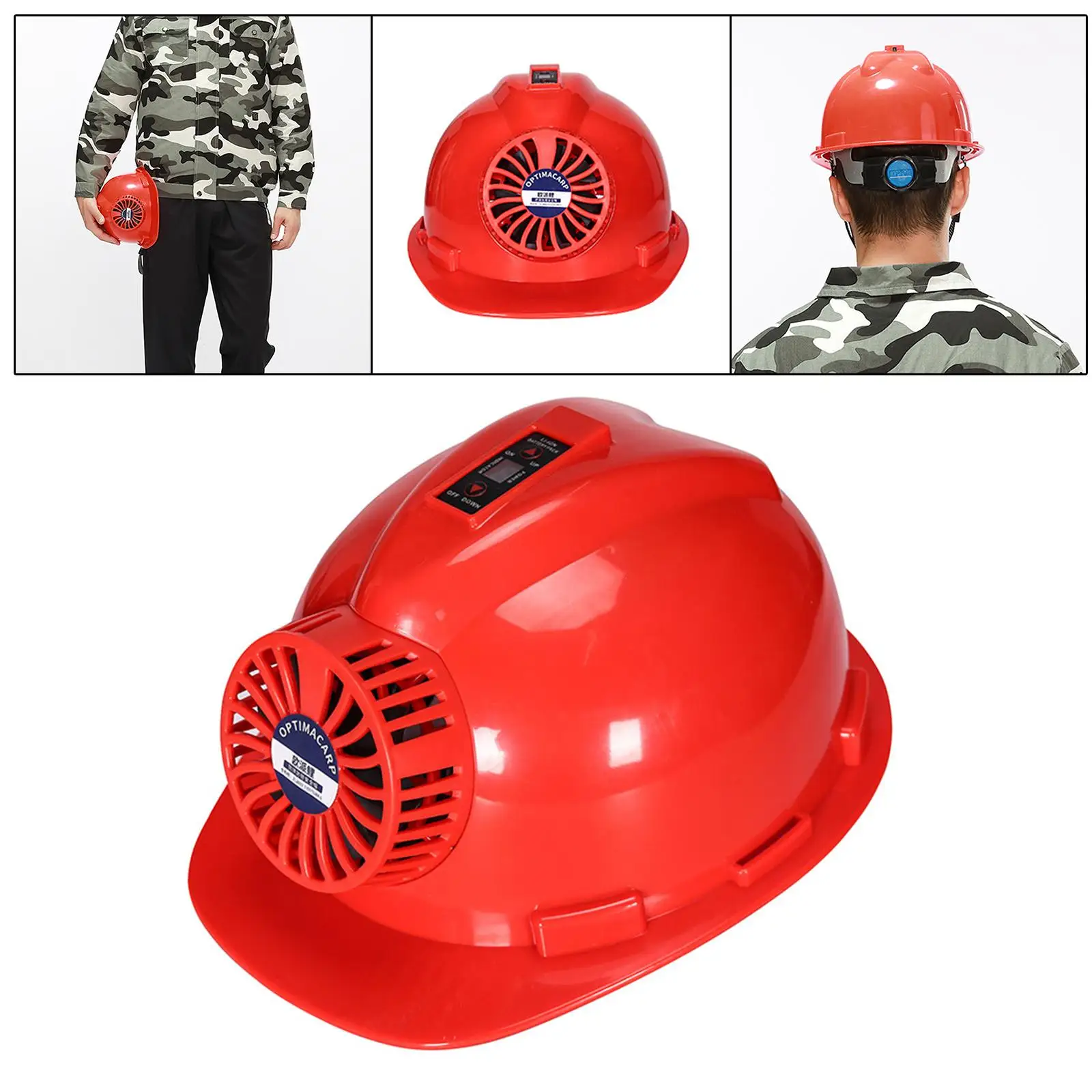 Sombrero duro con ventilador grande para sitio de construcción, 4 velocidades, ajuste, sombrilla multifuncional, casco de seguridad, ABS, tapa protectora