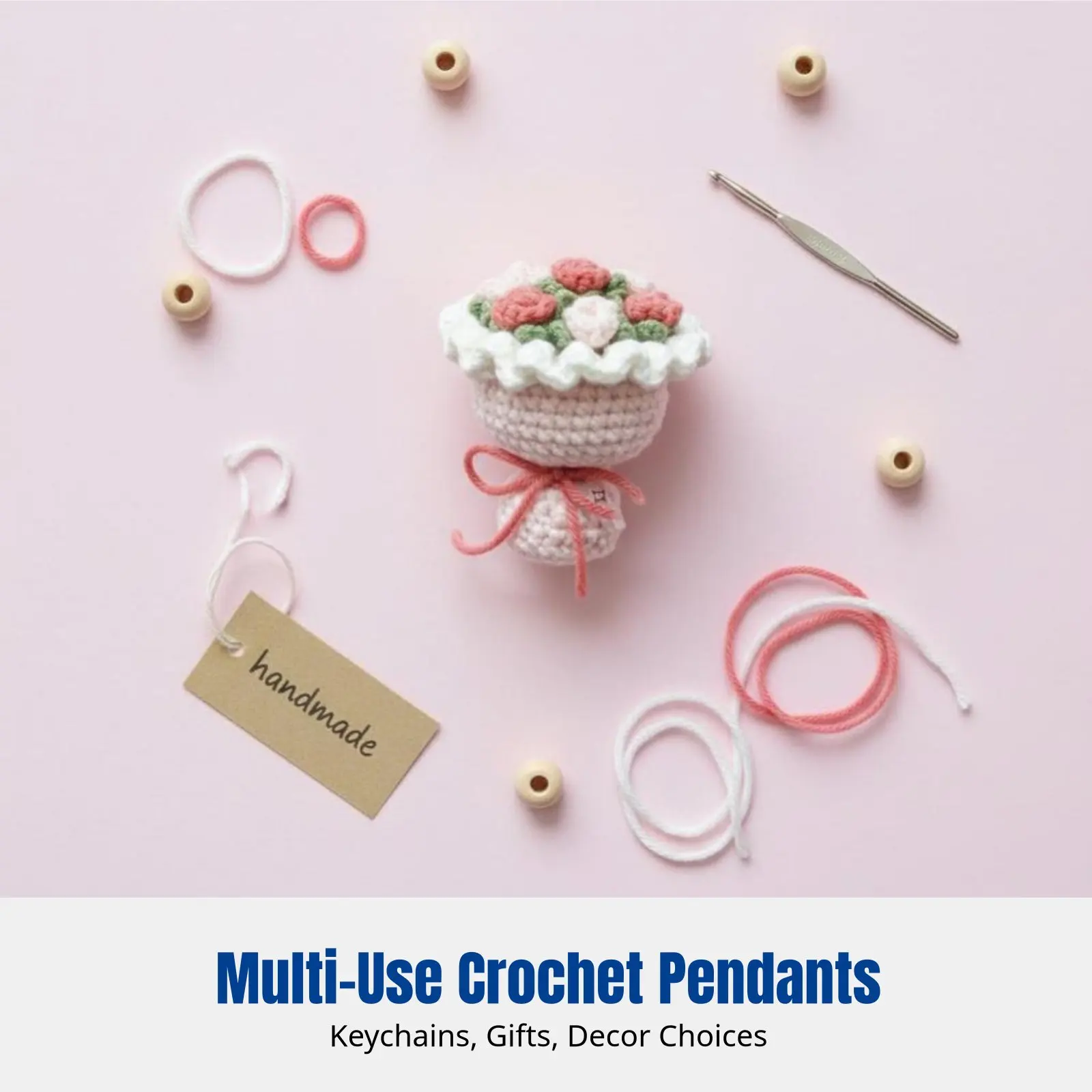 

Handmade Yarn DIY Kit, Mini Flower Cluster Crochet Keychain, Gift, Car Decoration