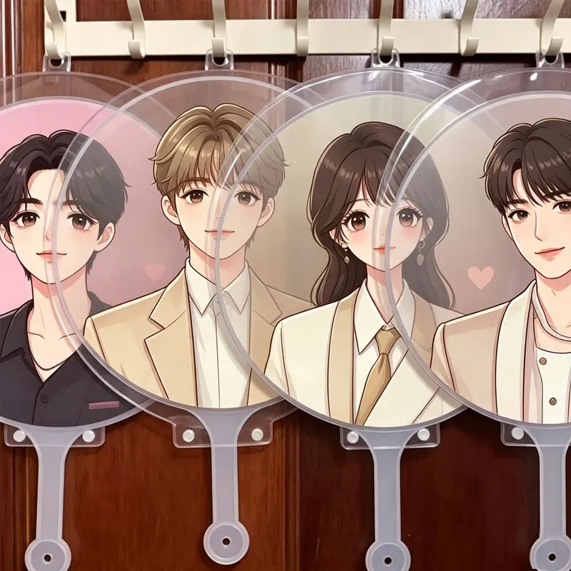 10 Pcs Transparent Thick Heart-Shaped Idol Fan Protective Cover PVC Dust-Proof Idol Supporting Fan