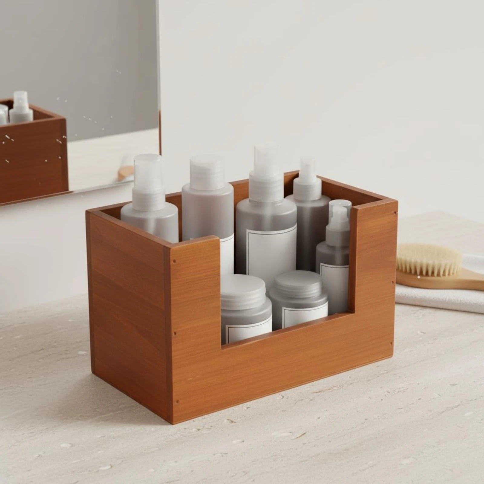 

Desktop Storage Box Long-Lasting exposedTop Storage Box Wooden Countertop Organizer Natural Look House Organization Space-Saving