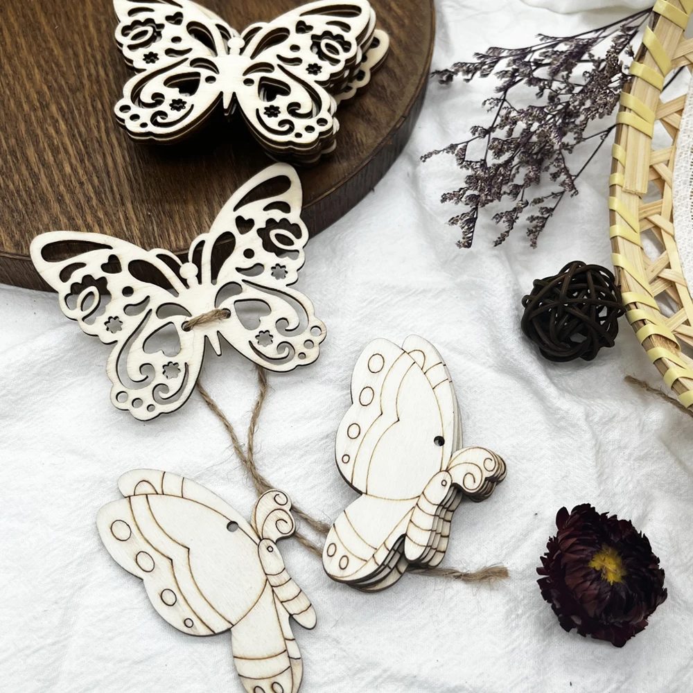 10pcs Hollow Wood Butterfly Embellishment Cutouts Wooden Shape Craft DIY Wedding Home Decor