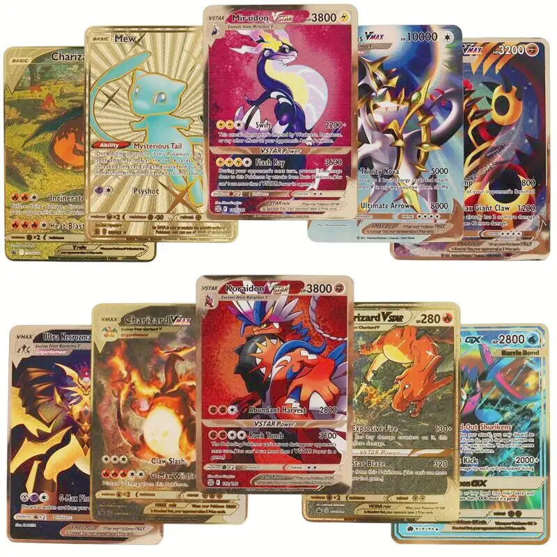 Miraidon Vstar 3800 HP Golden Pokemon Cards in English Iron Metal Pokmo Letters Kids Gift Game Collection Cards