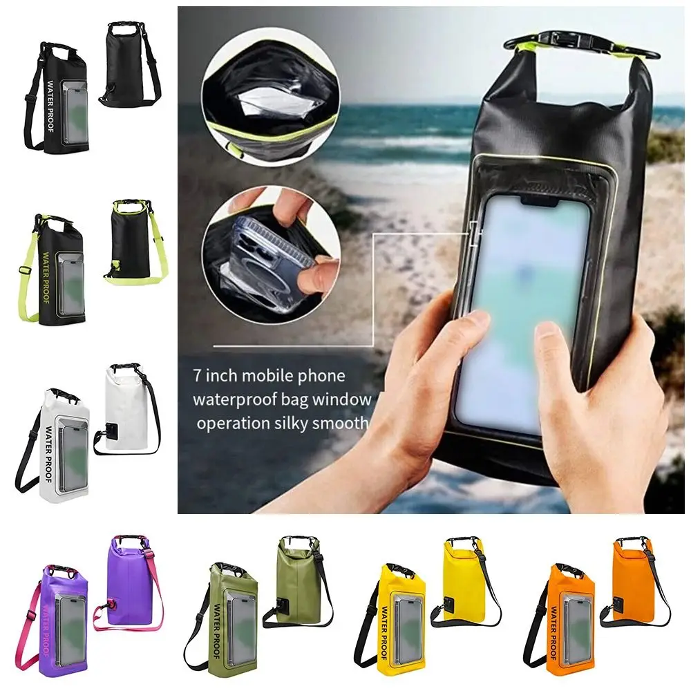 2L New PVC Clip Swimming Waterproof Bag Outdoor Sports Messenger Bag 2-In-1 Mesh Material Cell Phone Bag