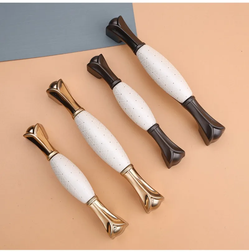 Zinc alloy ceramic cabinet handle, copper brushed finish cabinet, cabinet drawer door handle, furniture accessory