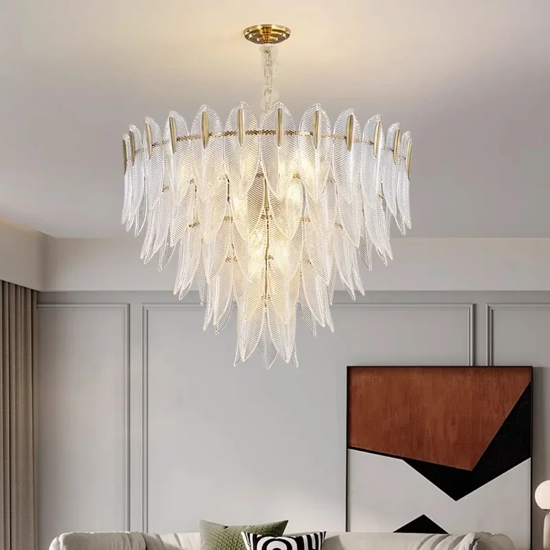 

Light luxury living room lamp modern simple atmosphere master bedroom lamp French crystal chandelier