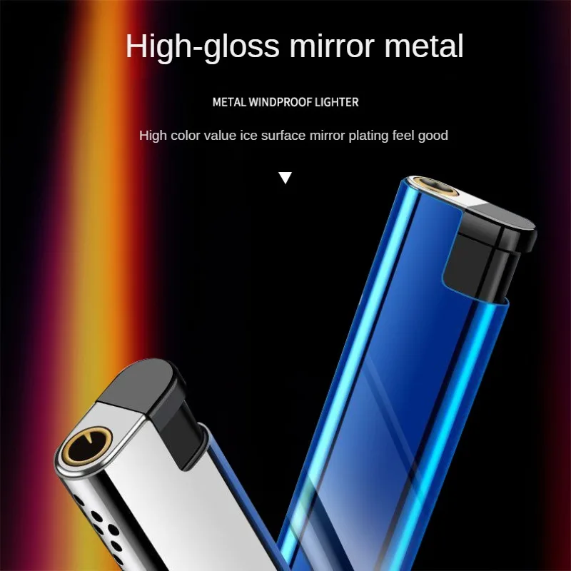 Windproof Lighter Metal Durable 50-pack Cigarette Lighter Inflatable Straight-through Lighter Windproof