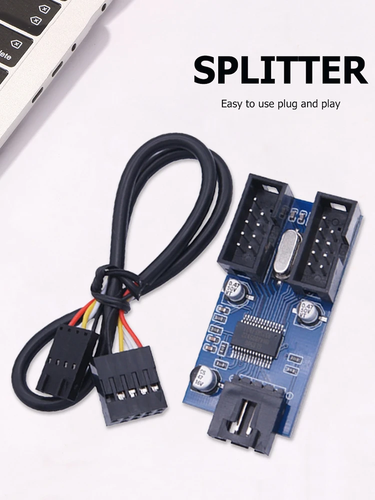 لوحة أم للكمبيوتر المكتبي 9Pin USB رأس الفاصل 1 إلى 2/4 أنثى مضاعف اللوحة الرئيسية 9Pin USB الخائن
