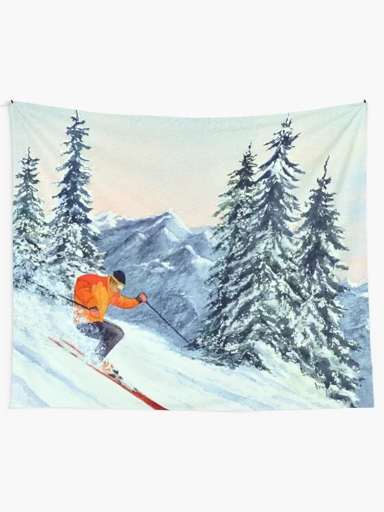 Skiing - The Clear Leader Tapestry Cute Room Things Home Decorations Aesthetic Wall Decor Hanging Tapestry