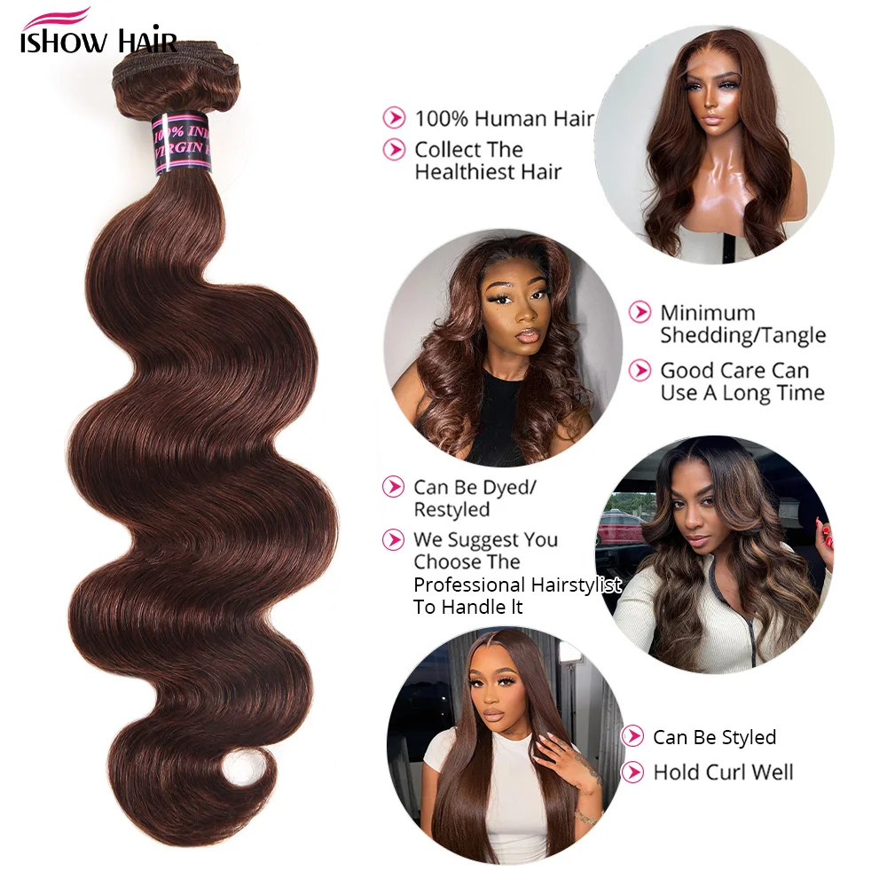 # 4 حزم موجة الجسم اللون البني مع 4x4 الدانتيل إغلاق حزم الشعر البشري مع إغلاق ريمي وصلات شعر بشرية للنساء