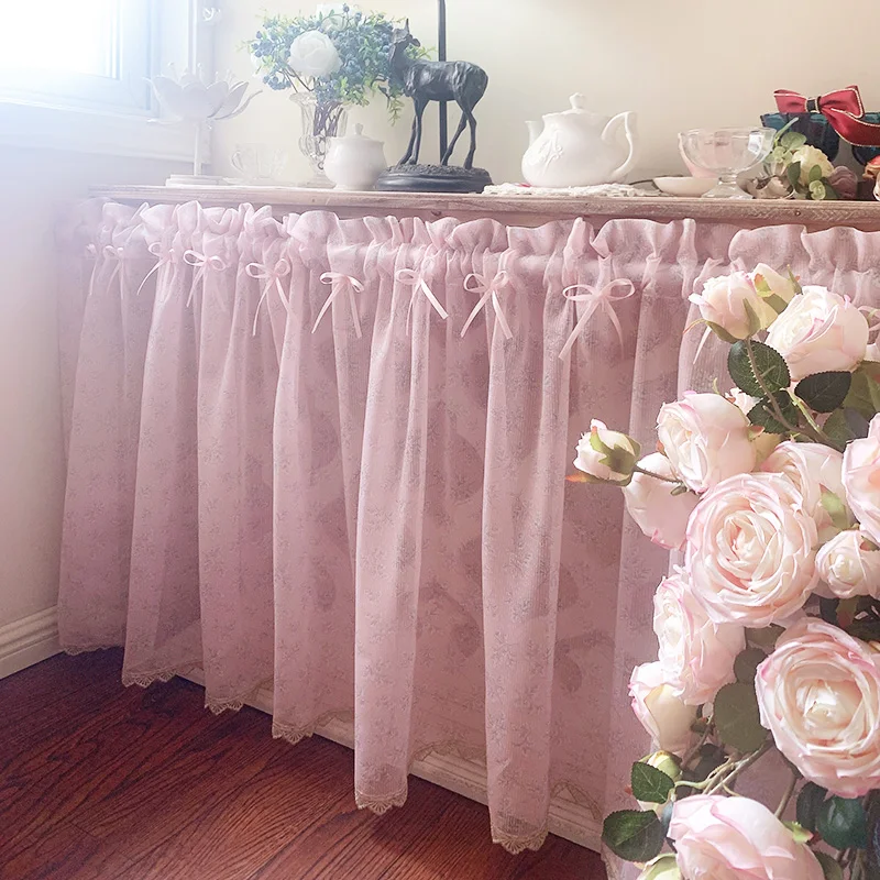 

Pink | Customized Cotton Curtains for Living Room Fabric Balcony Cabinet Curtain Door Curtain Half Short Head