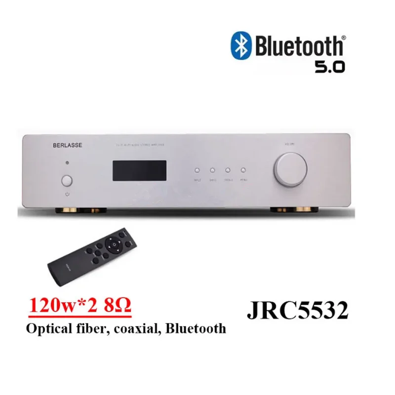 

BERLASSE TS-11 C5198 A1941 Tube 120W*2 Stereo Bluetooth 5.0 192kHz Digital Analog Convert DAC Decoder Home Audio Amplifier