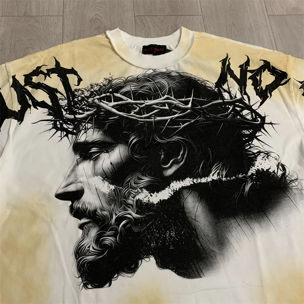 RARE PEACE Trust No One Graphic Crop Tee Oversize hiphop T Shirt Men Women Best Quality Tee Tops T-Shirt