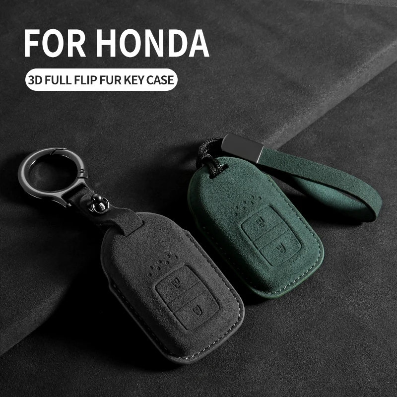 

Suede Car Remote Key Case Cover For Honda Civic HRV XRV Vezel City Civic Jazz BRV BR-V Accord Pilot Fit Freed Odyssey Keychain