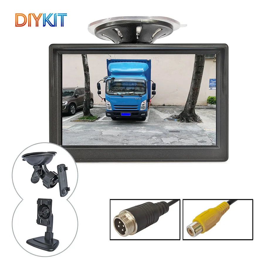 DIYKIT 5inch 800x480 TFT LCD Screen Rear View Car Monitor Suction Cup Bracket for MPV SUV Horse Lorry
