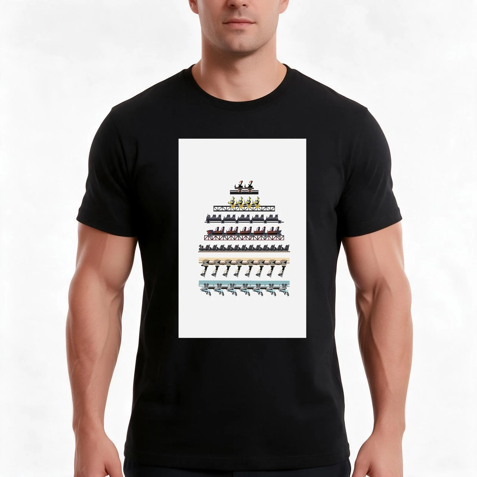 Alton Towers Coaster Trains Design T-Shirt Summer Casual Cotton Tee Oversized Streetwear Tops Vintage Graphic Print