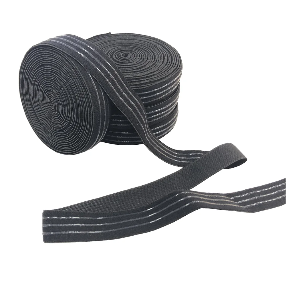 20mm Non-slip Silicone Black Elastic Band for Sportswear Belt Strech Ribbon DIY Outdoor Clothing Sewing Material