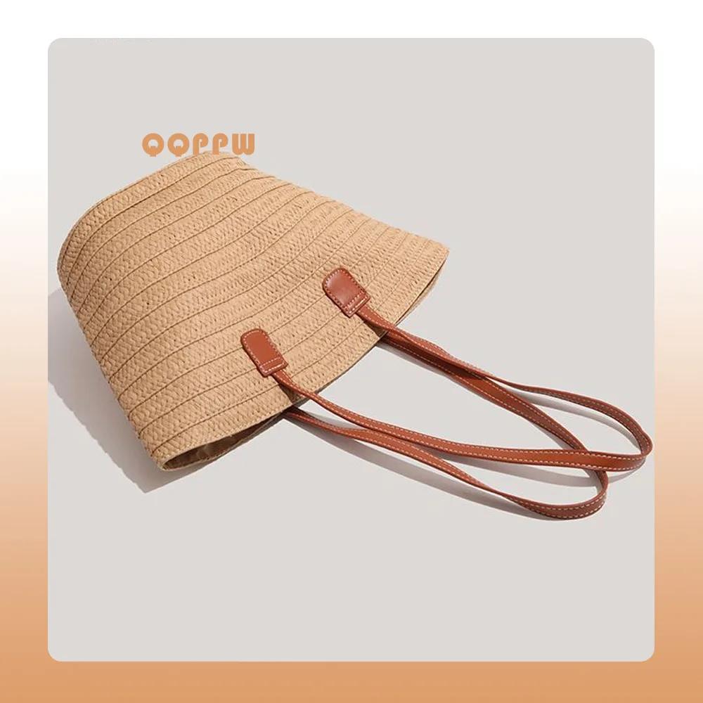 

Straw bag women's large capacity vacation beach straw bale woven bucket cabbage basket seaside