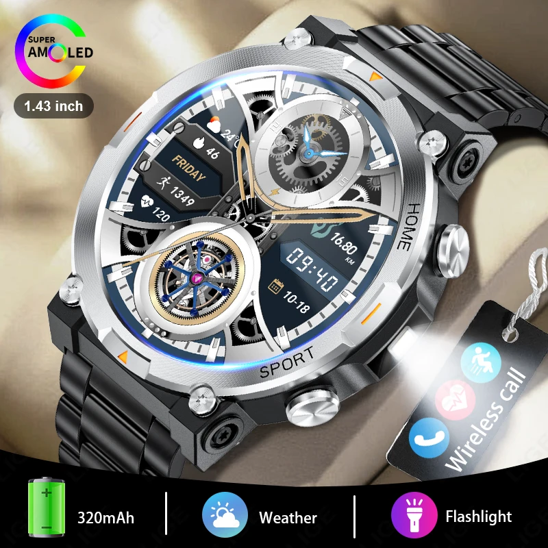 

LIGE Smart Watches Men's Rugged AMOLED Bluetooth Call IP68 Waterproof Sports Fitness Outdoor Health Smartwatch For Android IOS