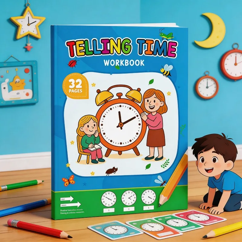 Puzzle Clock Drawing Book, 32 Page Children's Time Exercise Book, Understanding Time, Fun Time Cognition Exercise Book