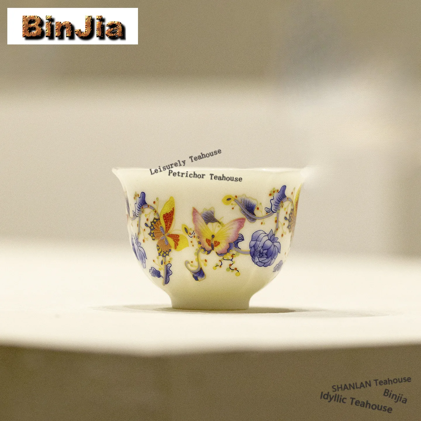 

60ml Enamel Hundred Flowers Butterfly Teacup Creative Tea Bowl Tea Pair Tea-tasting Personal Cup Jianzhan Master Cups Drinkware