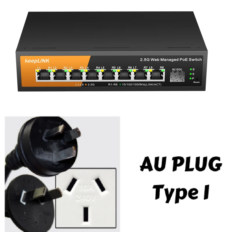 KeepLink 9-Port Multi-Gigabit-Managed-Switch mit 8–2,5 Gbit/s PoE und 1–10 Gbit/s SFP+ Uplink