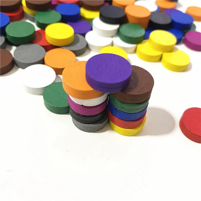 Peças De Jogo De Peão De Disco De Madeira, Xadrez Colorido para Tokens Board, Acessórios Do Jogo, 15*5mm, 11 Cores, 50 Peças