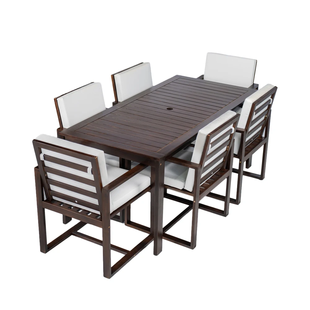 

Patio Dining Set Outdoor Dining Table and Chair Set with and Removable Cushions for Patio Backyard Garden Dark Brown patio chair