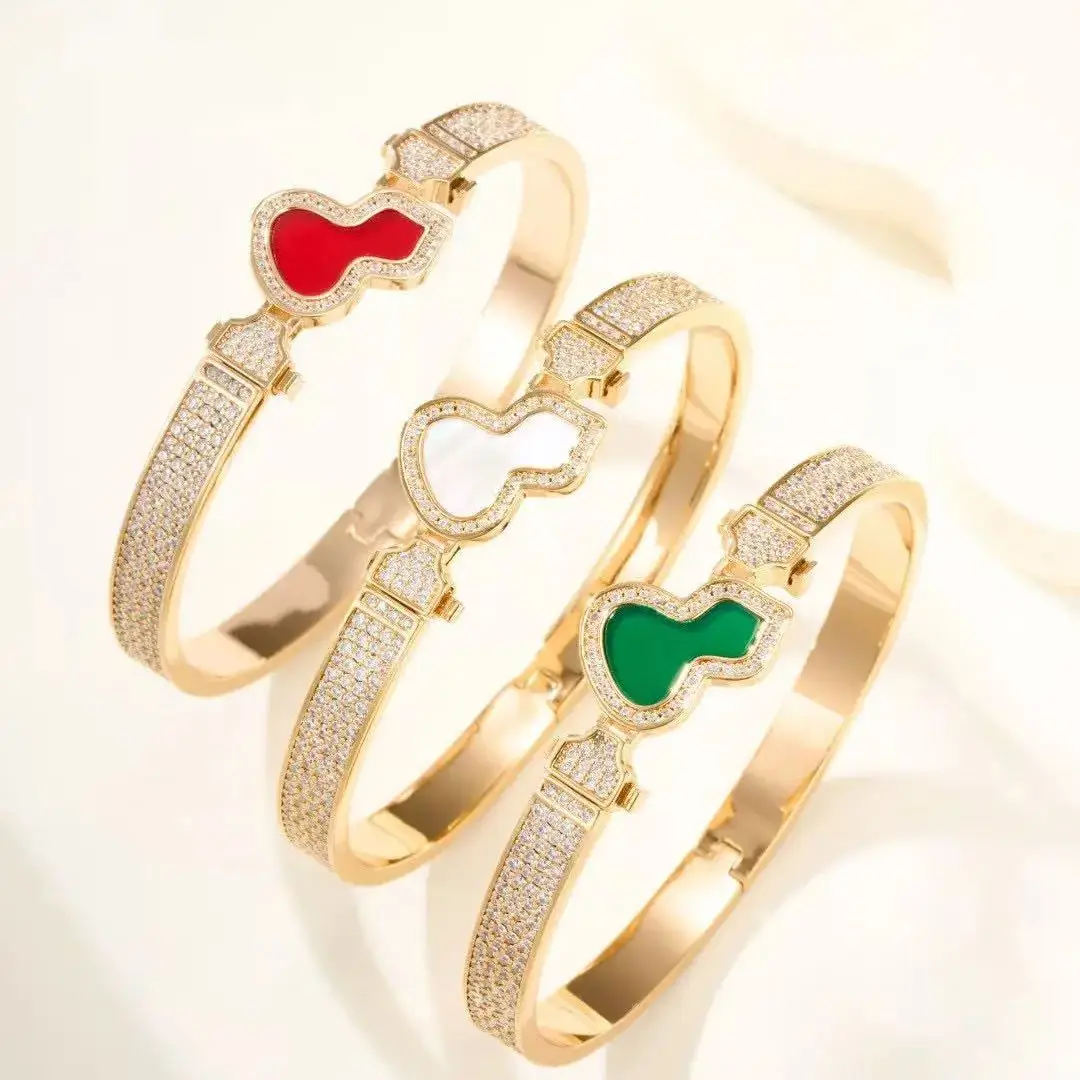 

Французский стиль, более высокая версия, позолоченный браслет с бриллиантами и рябчиковой тыквой, женский браслет с двойной тыквой, модный темперамент