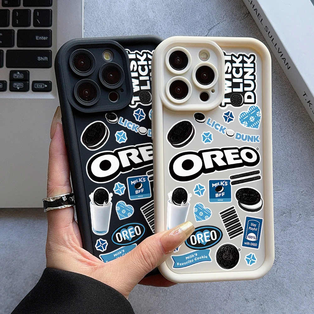 Sandwich Cookies O-Oreoes Tags Phone Case for iPhone 16 15 14 Plus 13 12 11 iPhone16 iPhone13 Pro Max X Xs XR 8 7 Soft TPU Cover