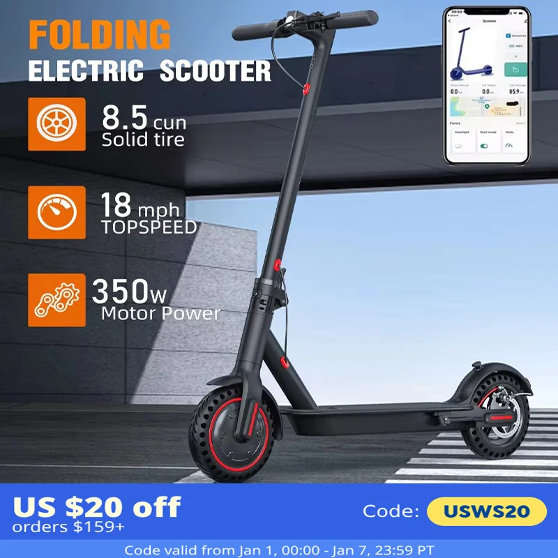 Foldable 350W Motor Adult 30km/h Non-slip Electric Scooter  8.5