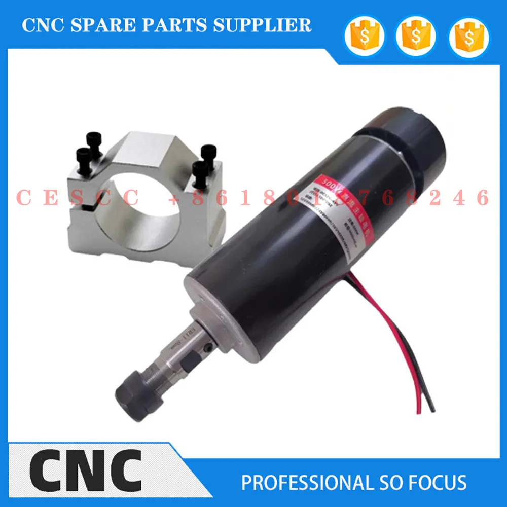 

48V 500W CNC engraving machine DC spindle motor ER11 tool rod chuck 52mm clamp set fixture