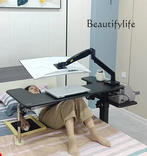 SS  Computer desk bed notebook desktop computer desk bedside table lifting table lazy table cockpit suspension bracket