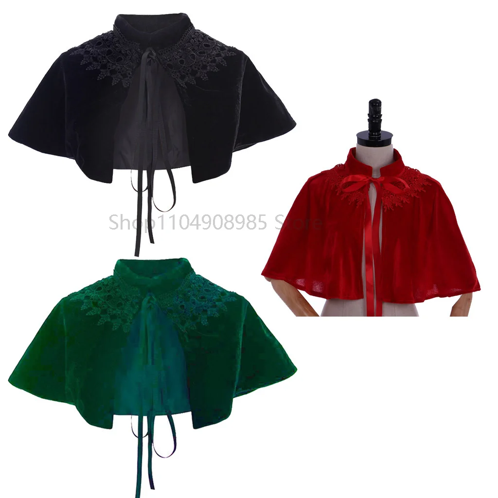 

Short Velvet Cape Cloak Coat Robe Medieval Victorian Gothic Lolita Women Shawl Cosplay Party Soft Warm Costume