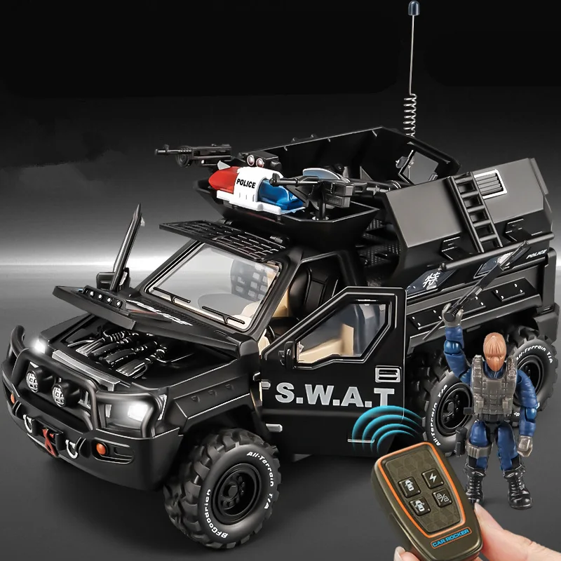 

1:24 Key Remote Control Version Alloy Military Armored Car Metal Missile Off-road Vehicle Explosion Proof Car Model Kid Toy Gift