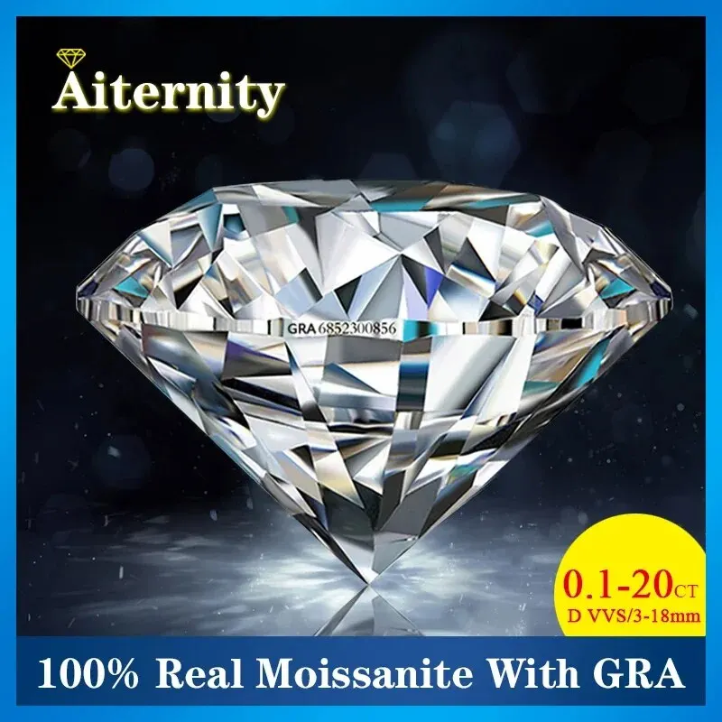 Real D Color Moissanite Stone with Certificate VVS1 Certified Moissanita Loose Gemstone Pass Diamond Tester with GRA Report