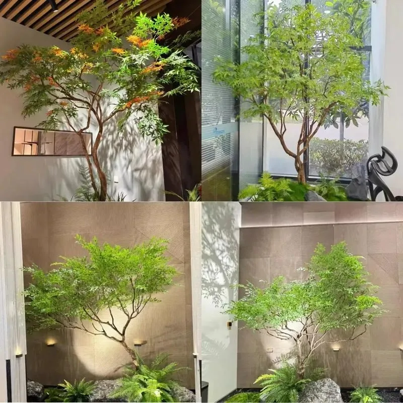 Large Artificial Maple Tree Bionic Greenery for Interior Staircase Window Plant Landscaping Decoration