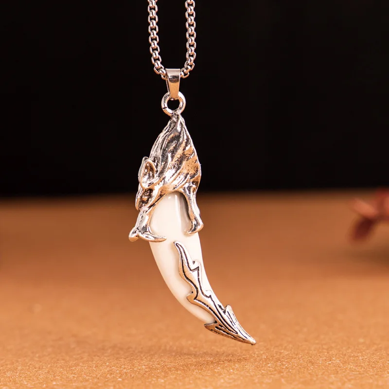 New Domineering Pointed Wolf Tooth Necklace Men's Creative Stylish Pendant Student Korean Style Cool Trendy Ornament Stall Suppl