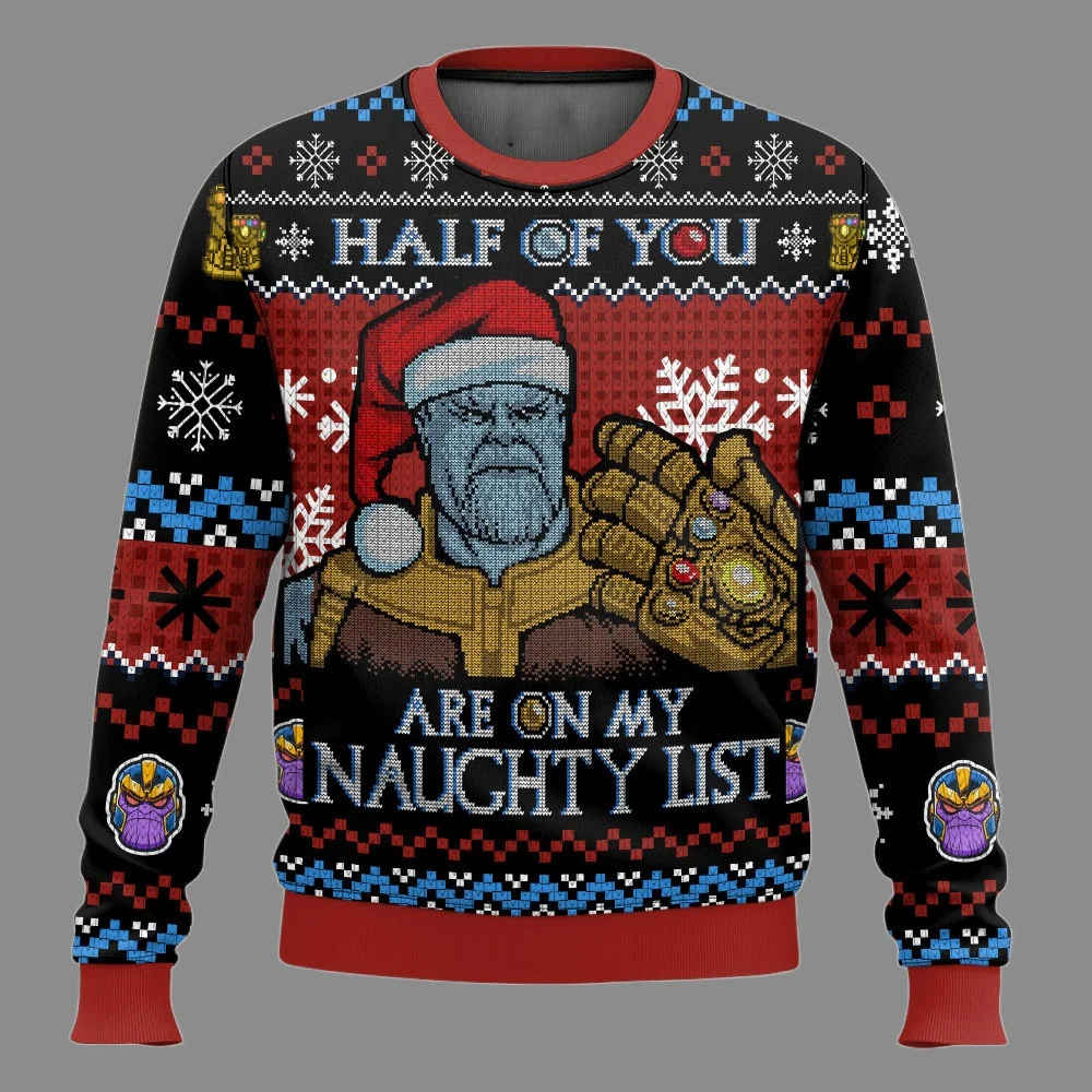 Disney Thanos Autunno e Inverno Stampa 3D Brutto Natale Uomo Donna Pullover Coppia Festa All'aperto Abbigliamento Casual 25/26