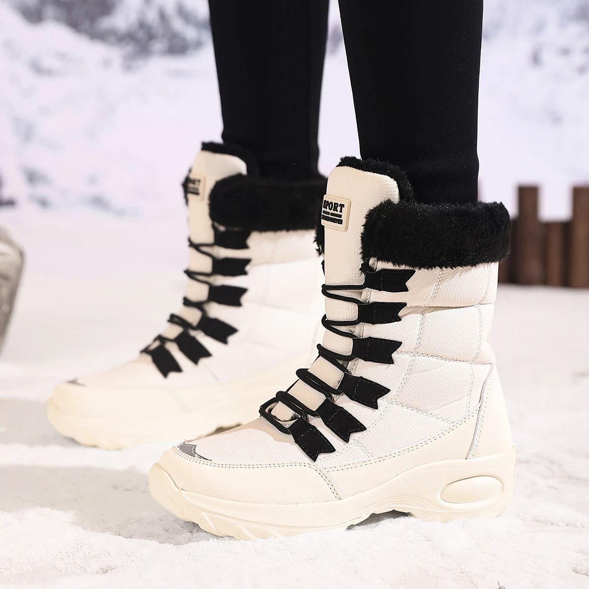 New Winter Women Boots High Quality Warm Snow Boots Lace-up Comfortable Ankle Boots Outdoor Waterproof Hiking Boots Size 36-43